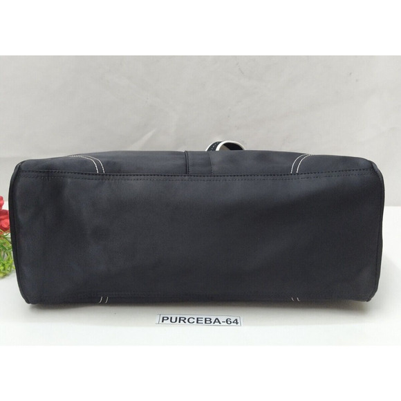 Coach Chelsea Black Nylon Double Handles Zipper Closure Large Tote Shoulder Bag - Picture 8 of 16